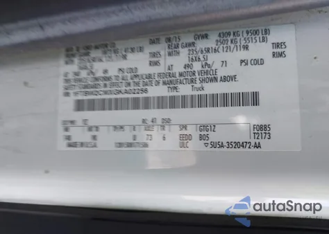 2016 Ford Transit-350 из США, поврежденный, VIN 1FTBW2CMXGKA02256